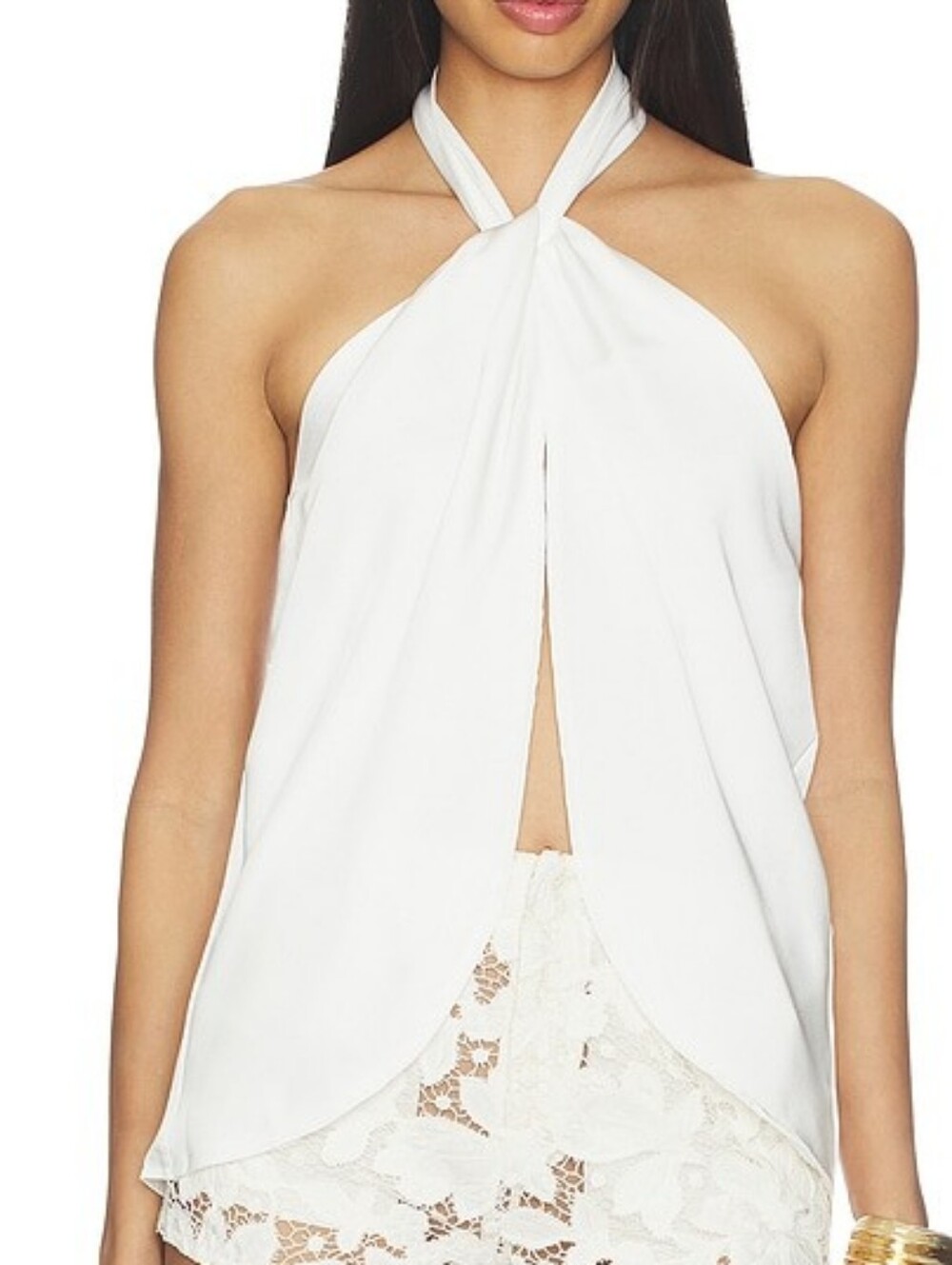 Twist Halter Top in White - Cupshe